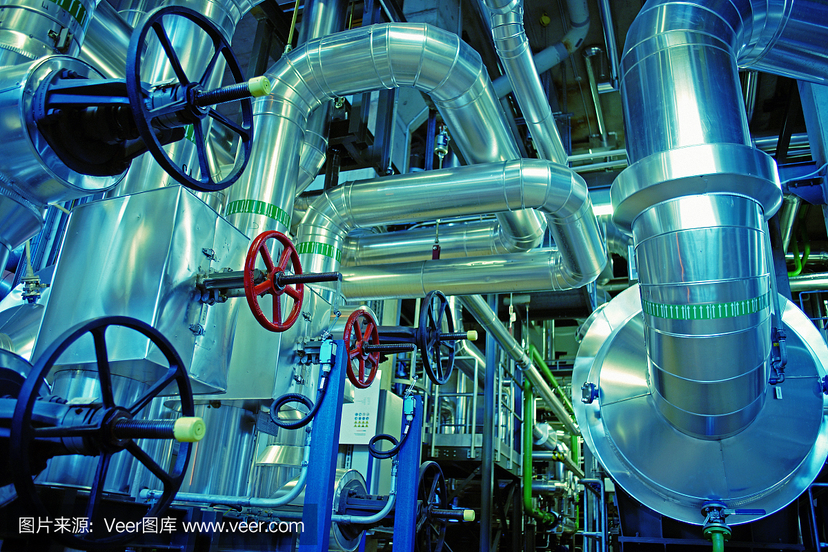 工業園區、鋼鐵管道、閥門、電纜